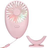 🌸 ronessy personal fan - hand fan necklace fan desk fan portable 7-color led travel fan 2-speed usb rechargeable for women men kids outdoor (pink) logo