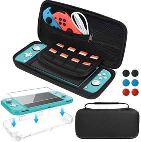 img 4 attached to Switch Lite Accessories Kit: Ultimate Bundle with Carrying Case, TPU Protective Cover, Screen Protector, and Thumb Grips – Black