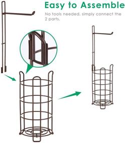 img 3 attached to 🚽 TomCare Бронзовый держатель и подставка для туалетной бумаги - металлический, стоящий на полу диспенсер, вмещающий 3 запасных рулона - полка для хранения туалетной бумаги с органайзерами - улучшите свои аксессуары для ванной.