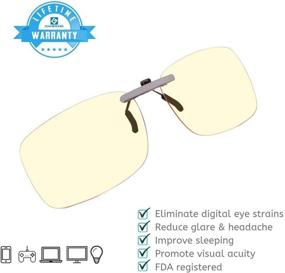 img 3 attached to 👓 GAMEKING Ultra Blue Light Blocking Clip-on Computer Glasses Video Gaming Glasses Rimless for Rx Frames - Easy Fit, Relieves Digital Eyestrain, Fatigue, Dry Eyes, Enhancing Eye Protection for Better Sleep