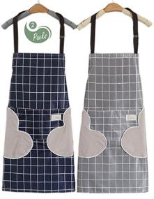 img 4 attached to Adjustable Waterproof Apron with Pockets and Towels - Ideal for Men and Women in Kitchen Cooking
