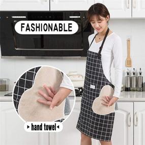 img 3 attached to Adjustable Waterproof Apron with Pockets and Towels - Ideal for Men and Women in Kitchen Cooking