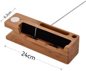 img 1 attached to 🔌 Bamboo Wood Desktop Charging Dock Station: Compatible with iPhone Xs MAX XR X 8 7 6 6S Plus, Apple Watch, Samsung Galaxy, LG, HTC, and More!