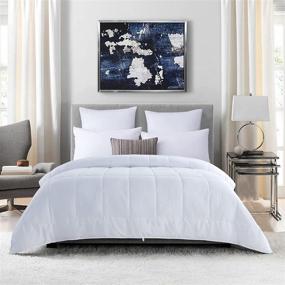 img 3 attached to 🛏️ BYBYME Oversized King Plus All Season Comforter (120” x 120”), White Lightweight Duvet Insert, Down Alternative Comforter with 8 Corner Ties, Tug-of-War-Proof