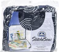 🧵 stitchbow floral needlework travel bag: dmc u1635, blue and white - perfect for crafters on the go! logo