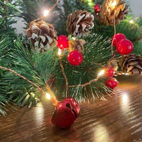 img 2 attached to 🎄 30-LED Christmas Garland with Lights: Festive 10 ft Pinecone String Lights, Red Berry Bell & Pine Needle Xmas Decor Battery Operated Fairy String Lights – Perfect Christmas & New Year Holiday Party Decorations