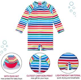 img 3 attached to 👶 uideazone Long Sleeve One Piece Swimsuit Rash Guard with Sun Hat - UPF 50+ Sun Protection for Little Boys, 3-24 Months