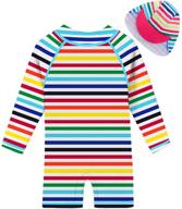 👶 uideazone long sleeve one piece swimsuit rash guard with sun hat - upf 50+ sun protection for little boys, 3-24 months logo