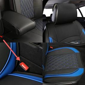 img 1 attached to 🚗 ISFC INSURFINSPORT 5 автомобильные чехлы для сидений - черные и синие кожаные сиденья с отделением для хранения и водонепроницаемым дизайном для седана, внедорожника, грузовика (Ford, Mazda, Chevrolet)
