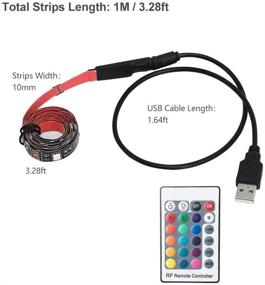 img 2 attached to 🌈 LED TV Backlights, RGB LED Strip Lights, 1M/3.3ft USB-Powered Bias Lighting Kits, LED Strip Lights with RF Remote Controller (16 Colors & 4 Dynamic Modes), LED for HDTV, PC Monitor, and Home Theater