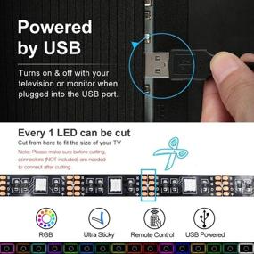 img 1 attached to 🌈 LED TV Backlights, RGB LED Strip Lights, 1M/3.3ft USB-Powered Bias Lighting Kits, LED Strip Lights with RF Remote Controller (16 Colors & 4 Dynamic Modes), LED for HDTV, PC Monitor, and Home Theater