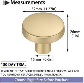 img 3 attached to 🍄 Homdiy 10 Pack Brushed Brass Cabinet Knobs - Round 1.27 Inch Gold Mushroom Kitchen Cabinet Knobs - Solid Cabinet Hardware for Dresser Drawer, Cupboard