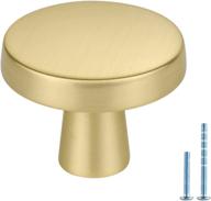 🍄 homdiy 10 pack brushed brass cabinet knobs - round 1.27 inch gold mushroom kitchen cabinet knobs - solid cabinet hardware for dresser drawer, cupboard logo