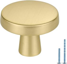 img 4 attached to 🍄 Homdiy 10 Pack Brushed Brass Cabinet Knobs - Round 1.27 Inch Gold Mushroom Kitchen Cabinet Knobs - Solid Cabinet Hardware for Dresser Drawer, Cupboard