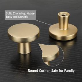 img 1 attached to 🍄 Homdiy 10 Pack Brushed Brass Cabinet Knobs - Round 1.27 Inch Gold Mushroom Kitchen Cabinet Knobs - Solid Cabinet Hardware for Dresser Drawer, Cupboard