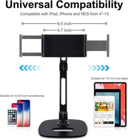 img 3 attached to 📱 B-Land Adjustable Tablet Stand - Foldable Desktop Holder with 360° Swivel Clamp Mount for 4-13" Tablets, Phones, Nintendo Switch, Kindle (Black)