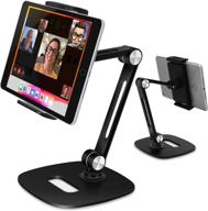 📱 b-land adjustable tablet stand - foldable desktop holder with 360° swivel clamp mount for 4-13" tablets, phones, nintendo switch, kindle (black) logo
