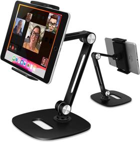 img 4 attached to 📱 B-Land Adjustable Tablet Stand - Foldable Desktop Holder with 360° Swivel Clamp Mount for 4-13" Tablets, Phones, Nintendo Switch, Kindle (Black)