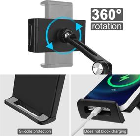 img 2 attached to 📱 B-Land Adjustable Tablet Stand - Foldable Desktop Holder with 360° Swivel Clamp Mount for 4-13" Tablets, Phones, Nintendo Switch, Kindle (Black)