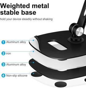 img 1 attached to 📱 B-Land Adjustable Tablet Stand - Foldable Desktop Holder with 360° Swivel Clamp Mount for 4-13" Tablets, Phones, Nintendo Switch, Kindle (Black)