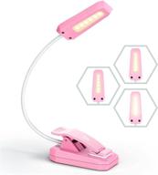 📚 vont book light - rechargeable reading light for bed (60 hours), eye-friendly leds, clip on lamp - 3 modes, warm white (pink) логотип