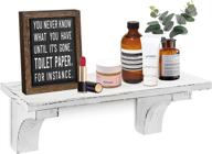 cozyyrome rustic white bathroom shelf over toilet: decorative wall storage shelves for farmhouse-inspired bathroom, laundry room, and living room organizer logo