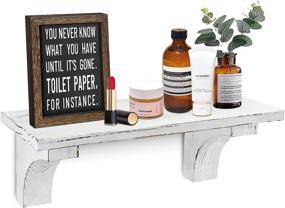 img 4 attached to COZYYROME Rustic White Bathroom Shelf Over Toilet: Decorative Wall Storage Shelves for Farmhouse-Inspired Bathroom, Laundry Room, and Living Room Organizer