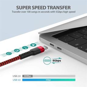 img 1 attached to 🔌 Высокоскоростной USB-C кабель на USB-C 3.0: 6,6 футов быстрой зарядки, 60W PD, совместим с Samsung S20, iPad Pro, Google Pixel, MacBook Air 2020.