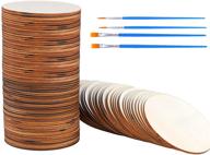 🎨 80 pieces 4 inch blank wooden circles for diy art and crafts, unfinished wood with pigment and paintbrush - motarto logo