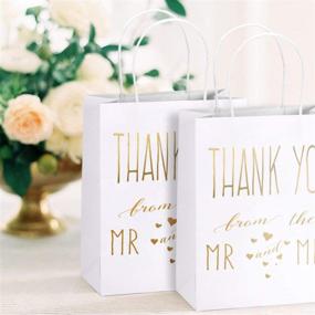 img 3 attached to 🎁 LaRibbons Medium Size Gift Bags - Gold Foil 'Mr. and Mrs. Thank You' - Perfect for Wedding, Bridal Shower, Birthday - 25 Pack
