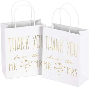 img 4 attached to 🎁 LaRibbons Medium Size Gift Bags - Gold Foil 'Mr. and Mrs. Thank You' - Perfect for Wedding, Bridal Shower, Birthday - 25 Pack