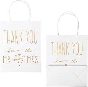 img 1 attached to 🎁 LaRibbons Medium Size Gift Bags - Gold Foil 'Mr. and Mrs. Thank You' - Perfect for Wedding, Bridal Shower, Birthday - 25 Pack