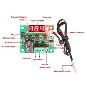 img 2 attached to 🌡️ DaFuRui 3Pack W1209 Temperature Controller Module with Case, Red Digital Display Temperature Control Module DC 12V, 30cm Waterproof Probe -50~110℃