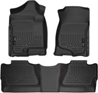 🚗 husky liners 98201 black weatherbeater floor liners - perfect fit for chevrolet-gmc silverado/sierra crew cab - 2008-2013 & 2007-2014 models logo