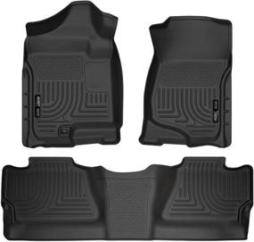 img 4 attached to 🚗 Husky Liners 98201 Black Weatherbeater Floor Liners - Perfect Fit for Chevrolet-GMC Silverado/Sierra Crew Cab - 2008-2013 & 2007-2014 Models