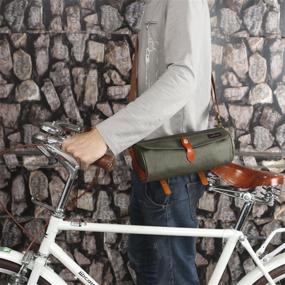 img 2 attached to 🚲 TOURBON Waxed Canvas Bike Top Tube Bag with Handlebar Basket