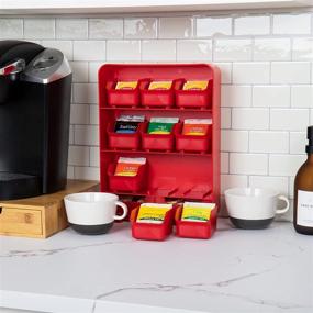 img 3 attached to ☕️ Red Mind Reader Tea Bag Holder and Condiment Organizer – 9 Removable Drawers