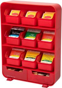 img 4 attached to ☕️ Red Mind Reader Tea Bag Holder and Condiment Organizer – 9 Removable Drawers