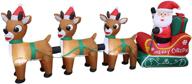 8 ft led christmas inflatable santa claus on sleigh with three reindeer deer party yard indoor outdoor decor logo