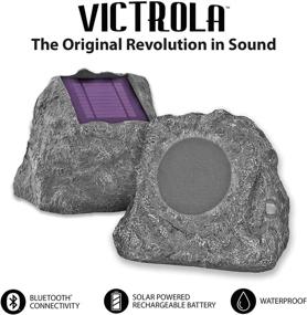 img 2 attached to 🔊 Innovative Technology Outdoor Rock Speaker Pair - Wireless Bluetooth Speakers for Garden, Patio - Waterproof & All-Seasons Ready - Solar Powered with Rechargeable Battery - Music Streaming - Charcoal