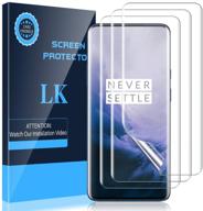 📱 защитная пленка для экрана oneplus 7 pro/oneplus 7t pro/oneplus 7 pro 5g - набор из 3 штук, совместима с ультразвуковым сканером отпечатка пальца, гибкая пленка из tpu, hd прозрачность, подходит для использования с чехлами. логотип