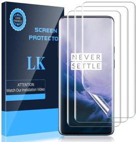 img 4 attached to 📱 Защитная пленка для экрана Oneplus 7 Pro/Oneplus 7t Pro/Oneplus 7 Pro 5G - набор из 3 штук, совместима с ультразвуковым сканером отпечатка пальца, гибкая пленка из TPU, HD прозрачность, подходит для использования с чехлами.