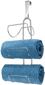 img 4 attached to 🧺 MDesign Chrome 3-Tier Over-the-Door Towel Rack Holder Organizer for Bathroom Towels, Washcloths, Hand Towels - Modern Metal Wire Decor