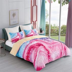 img 4 attached to 🛏️ Colorful Marble Watercolor Bedding for Kids - Explore KINBEDY's Home Store