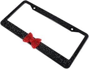 img 2 attached to Neobling Fashion Handmade Waterproof Black Frame Red Bowtie Sparkle Bling Crystal License Plate Frame Luxury Rhinestone Car Truck SUV License Plate Holder - 1 Frame