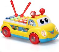 🎶 култойс бэби ксилофон музыкальная игрушка в форме машины для малышей: 3-в-1 развивающий детский инструмент, cвет и звуки, учебный подарок логотип