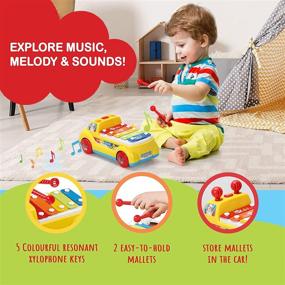 img 3 attached to 🎶 CoolToys Baby Xylophone Musical Car Toy for Toddlers: 3-in-1 Developmental Kids Instrument, Light & Sound, Educational Gift
