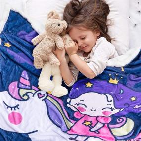 img 3 attached to 🦄 Marvs Store Unicorn Blanket for Girls - Soft, Warm & Comfy Sherpa & Fleece Blanket: Double-Sided, 50 x 60 in - Perfect Gift with Drawstring Backpack