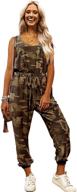 👗 kirundo camouflage yellow sleeveless jumpsuit with drawstring - women's clothing for jumpsuits, rompers & overalls logo