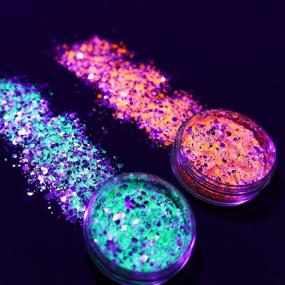 img 2 attached to ✨ Uplift Your Style with UV Black Light Holographic Chunky Cosmetic Glitter - 2x 30ml Jars - Perfect for Crafts, Festival, Rave, Yoga, Body, Face, Nails & Party Makeup - Vibrant Bright & Fluorescent Shades!